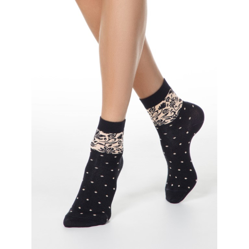 Dames fantasie sok met band met bloemen